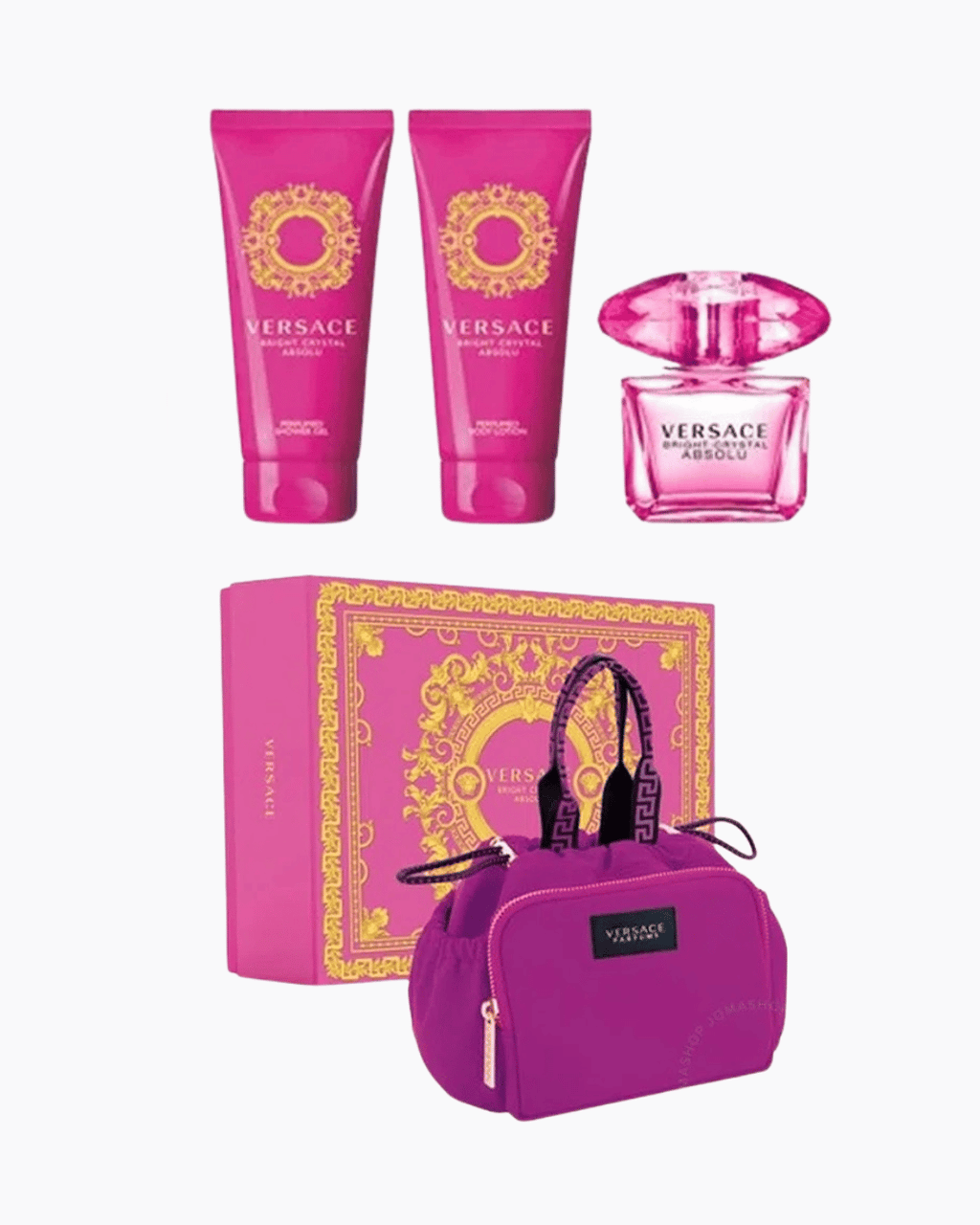 Kit Versace Bright Crystal Absolu 90 ml + Gel de Banho 100 ml + Loção Corporal 100 ml + Bolsa