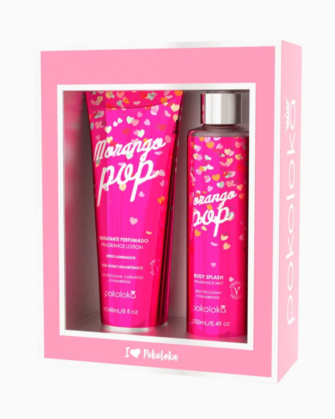 Kit Hidratante Corporal + Body Splash Morango Pop Pokoloka