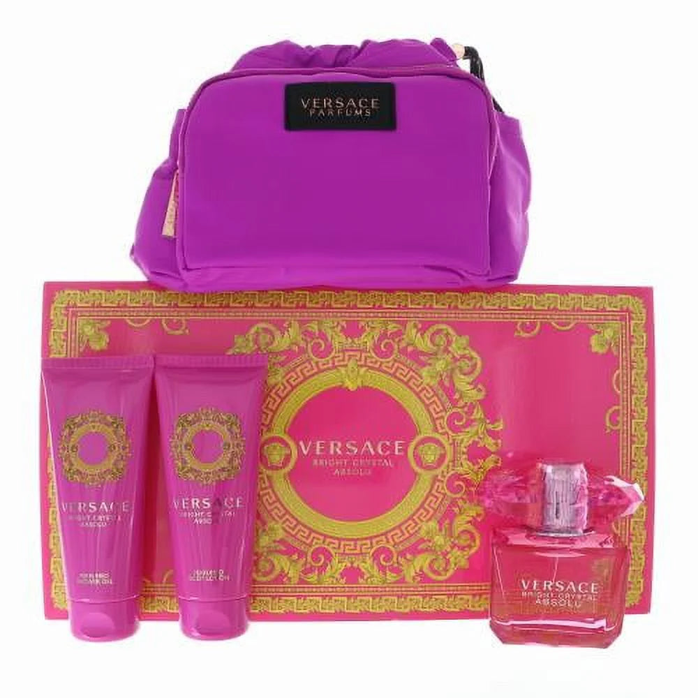 Kit Versace Bright Crystal Absolu 90 ml + Gel de Banho 100 ml + Loção Corporal 100 ml + Bolsa